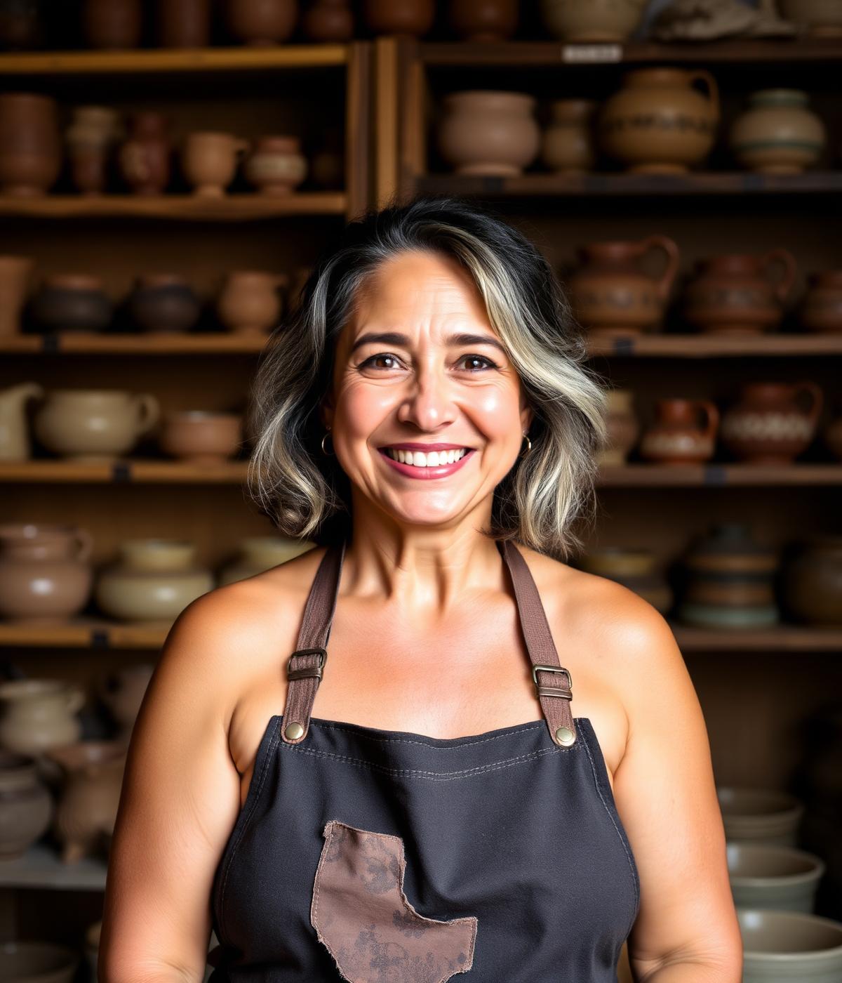 Gladys Gonzlez at her pottery wheel