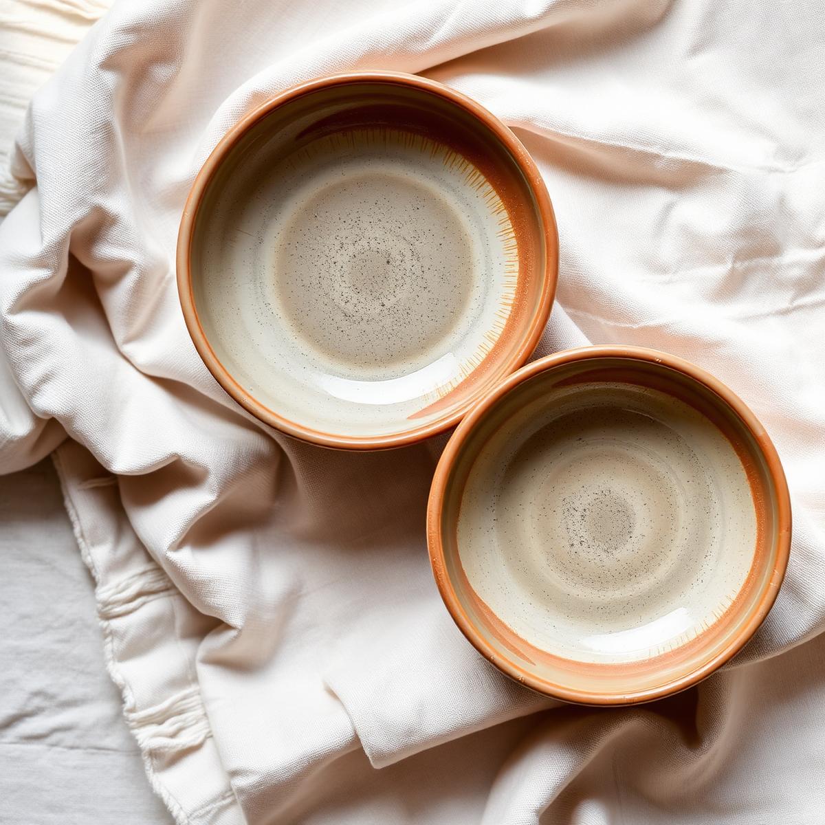 Hand-thrown ceramic serving bowls in cream glaze