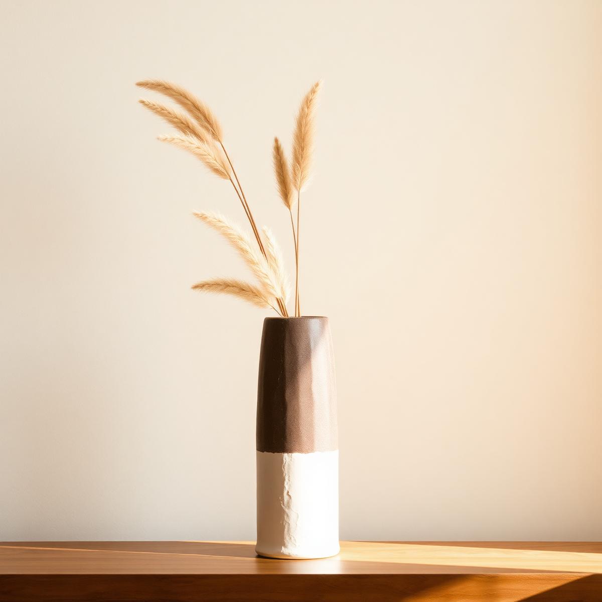 Tall stoneware vase with woodfire ash glaze